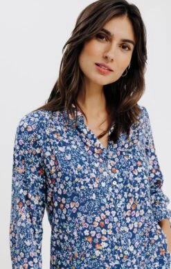 Chemisier Imprimé Floral -Élégance Thiery Promos Boutique k 57230033 armand thiery femme BLEU d1 45