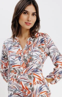 Blouse Col Mao Boutons Nacrés -Élégance Thiery Promos Boutique k 57230037 armand thiery femme BLANC d1 48