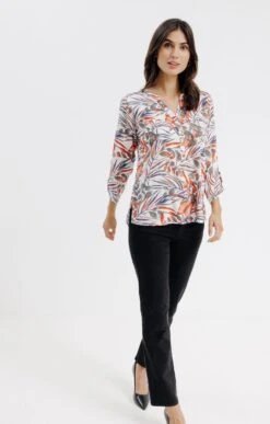 Blouse Col Mao Boutons Nacrés -Élégance Thiery Promos Boutique k 57230037 armand thiery femme BLANC o 48