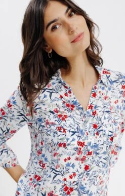 Chemise Imprimée Avec Snaps Nacrés -Élégance Thiery Promos Boutique k 57230047 armand thiery femme BLANC d1 48