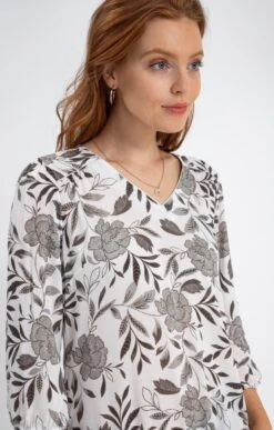 Blouse Col V Avec Piping Argent -Élégance Thiery Promos Boutique k 57230069 affinites BLANC d1 48