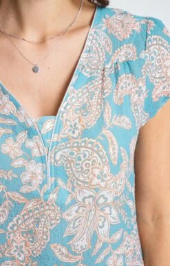 Blouse Imprimée Col V -Élégance Thiery Promos Boutique k blouse col v avec piping armand thiery femme AUTRE BLEU d2 175