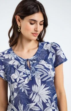 Blouse Imprimé à Fleurs -Élégance Thiery Promos Boutique k blouse imprime a fleurs armand thiery femme INDIGO d1 93