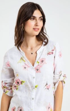 Blouse Imprimée Boutonnée -Élégance Thiery Promos Boutique k blouse imprimee boutonnee armand thiery femme BLANC d1 48