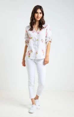 Blouse Imprimée Boutonnée -Élégance Thiery Promos Boutique k blouse imprimee boutonnee armand thiery femme BLANC o 48
