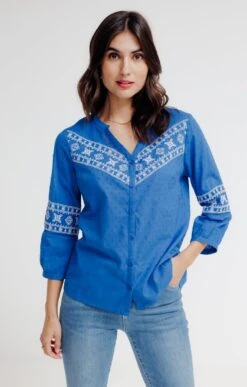 Blouse Unie Avec Broderies