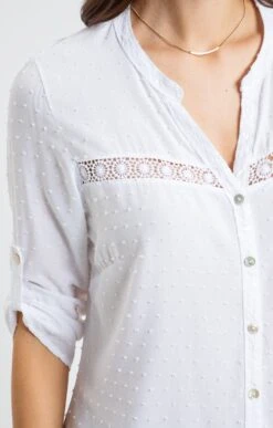 BLOUSE UNIE PLUMETIS -Élégance Thiery Promos Boutique k blouse unie fantaisie armand thiery femme BLANC d2 48