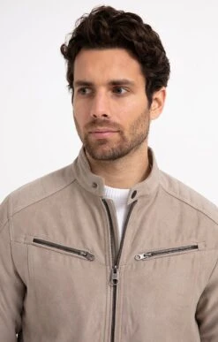 BLOUSON BIKER SUEDE -Élégance Thiery Promos Boutique k blouson biker suede at company ECRU d 68