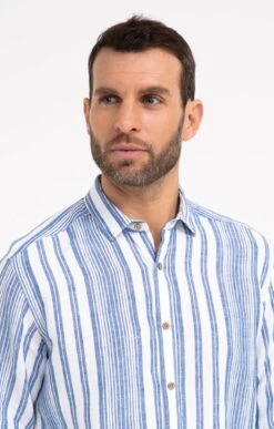 Chemise Regular à Rayures -Élégance Thiery Promos Boutique k chemise a rayures at company BLANC o 48