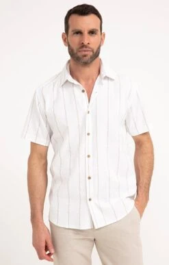Chemise à Rayures -Élégance Thiery Promos Boutique k chemise homme a rayures attitude BLANC f2 48