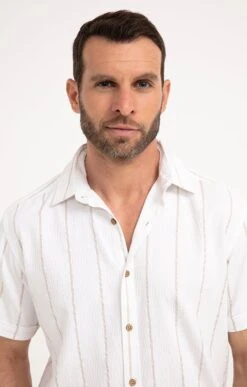 Chemise à Rayures -Élégance Thiery Promos Boutique k chemise homme a rayures attitude BLANC o 48