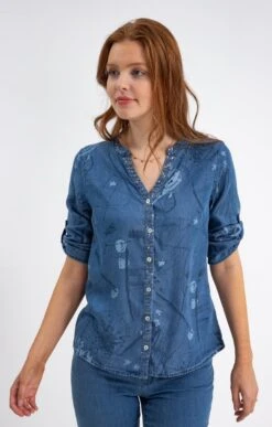 Chemise Imprimée -Élégance Thiery Promos Boutique k chemise imprimee affinites BLEU d 45
