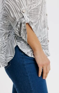 Chemise Imprimée Boutons Jaspés -Élégance Thiery Promos Boutique k chemise imprimee boutons jaspes affinites KAKI CLAIR d2 104