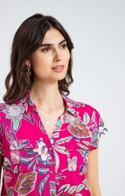 Chemise Imprimée Manches Courtes -Élégance Thiery Promos Boutique k chemise imprimee manches courtes armand thiery femme PIVOINE d1 111