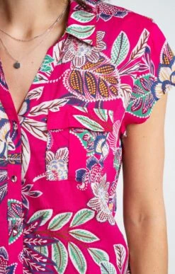 Chemise Imprimée Manches Courtes -Élégance Thiery Promos Boutique k chemise imprimee manches courtes armand thiery femme PIVOINE d2 111