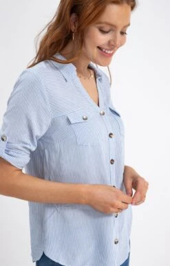 Chemise Rayée -Élégance Thiery Promos Boutique k chemise rayee affinites BLANC d1 48