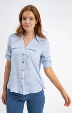 Chemise Rayée -Élégance Thiery Promos Boutique k chemise rayee affinites BLANC d2 48