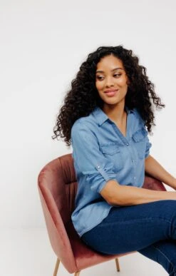 Chemise Unie -Élégance Thiery Promos Boutique k chemise unie affinites BLEU d2 45