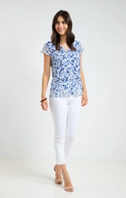 Chemisette Imprimée Avec Broderies -Élégance Thiery Promos Boutique k chemisette imprimee avec broderies armand thiery femme BLANC o 48