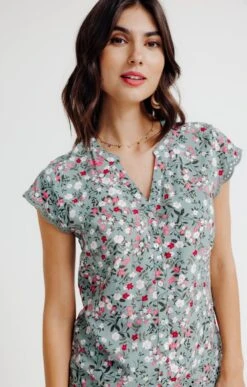 Chemisier Imprimé -Élégance Thiery Promos Boutique k chemisier imprime affinites VERT NIL d1 69