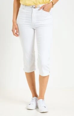 Corsaire En Coton Avec Ceinture Tressée -Élégance Thiery Promos Boutique k corsaire en coton avec ceinture tressee affinites BLANC o 48