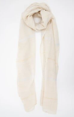 GRAND FOULARD TISSÉ UNI AVEC RAYURES