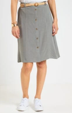 Jupe Avec Ceinture -Élégance Thiery Promos Boutique k jupe avec ceinture affinites KAKI CLAIR o 104