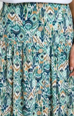 Jupe Imprimée Avec Dos élastiqué -Élégance Thiery Promos Boutique k jupe imprimee longue avec dos elastique armand thiery femme EMERAUDE d1 143