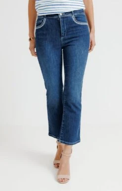 Pantacourt Bootcut En Jean Stone -Élégance Thiery Promos Boutique k pantacourt bootcut en jean stone affinites BLEU o 45