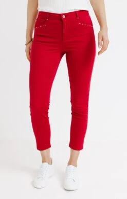 Pantacourt En Coton Avec Détails Clous -Élégance Thiery Promos Boutique k pantacourt en coton avec details clous affinites FUCHSIA o 65