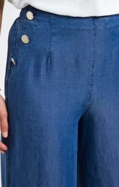 Pantacourt En Tencel Denim -Élégance Thiery Promos Boutique k pantacourt en tencel denim armand thiery femme BLEU d1 45