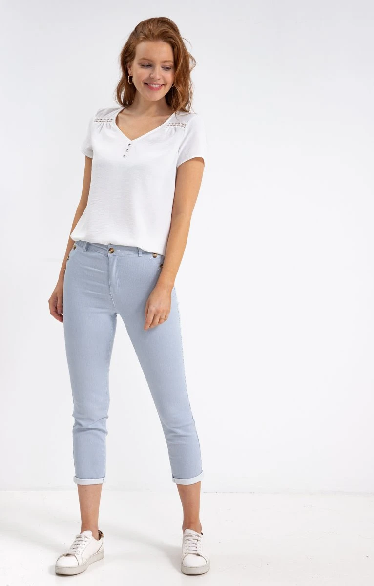 Pantacourt Rayures Blanc Et Ciel 1 Pantacourt Rayures Blanc Et Ciel