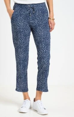 Pantalon 7/8 En Maille Imprimée -Élégance Thiery Promos Boutique k pantalon 7 8 en maille imprimee affinites BLEU o 45