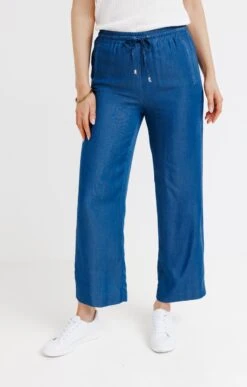 Pantalon 7/8 Taille élastiquée En Tencel -Élégance Thiery Promos Boutique k pantalon 7 8 taille elastiquee en tencel affinites BLEU o 45