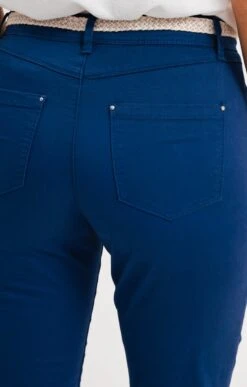 Pantalon Chino Droit Avec Ceinture -Élégance Thiery Promos Boutique k pantalon chino droit avec ceinture armand thiery femme INDIGO d2 93