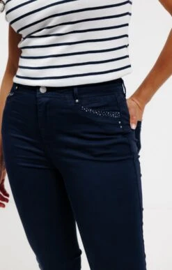 Pantalon Coton Avec Strass Poches -Élégance Thiery Promos Boutique k pantalon coton avec strass poches affinites MARINE d1 2