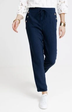 Pantalon Fluide Avec Détail Pont 7 Pantalon Fluide Avec Détail Pont -Élégance Thiery Promos Boutique k pantalon fluide avec detail pont affinites MARINE o 2