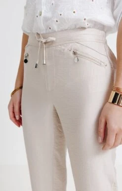 Pantalon Fluide Avec Zip -Élégance Thiery Promos Boutique k pantalon fluide avec zip affinites BEIGE d1 44