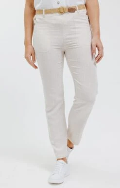 Pantalon Fluide En Lin 6 Pantalon Fluide En Lin -Élégance Thiery Promos Boutique k pantalon fluide en lin affinites BEIGE o 44