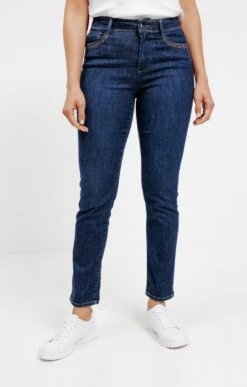 Pantalon Jean Avec Jeu De Broderies -Élégance Thiery Promos Boutique k pantalon jean avec jeu de broderies affinites BLEU o 45