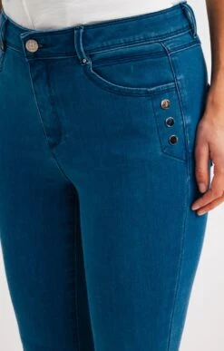 Pantalon Jean Slim Avec Boutons -Élégance Thiery Promos Boutique k pantalon jean slim avec boutons armand thiery femme BLEU d1 45