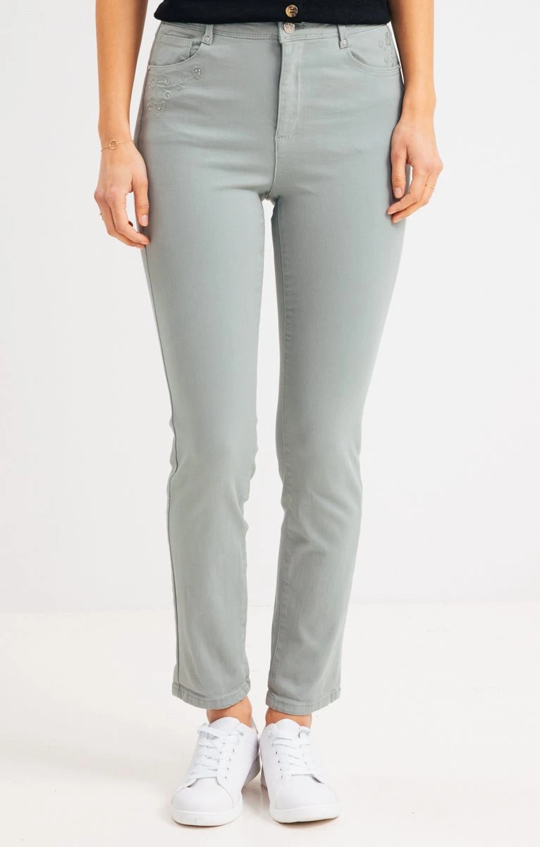 Pantalon Slim Avec Jeu Broderie Poches 3 Pantalon Slim Avec Jeu Broderie Poches – Image 3