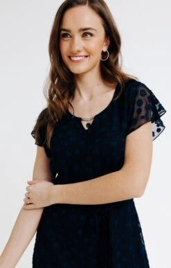 Robe En Voile Jacquard -Élégance Thiery Promos Boutique k robe en voile jacquard affinites MARINE d1 2