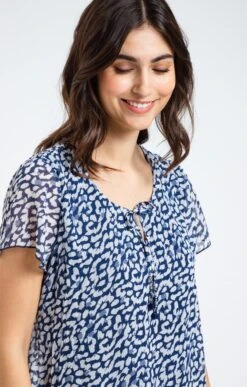 Robe Imprimé Animal -Élégance Thiery Promos Boutique k robe imprime animal armand thiery femme BLEU d1 45