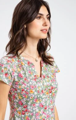 Robe Imprimée En Maille -Élégance Thiery Promos Boutique k robe imprimee en maille armand thiery femme VERT NIL d1 69