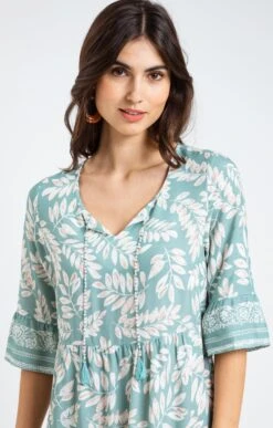 Robe Imprimée En Viscose -Élégance Thiery Promos Boutique k robe imprimee en viscose armand thiery femme AUTRE BLEU d1 175