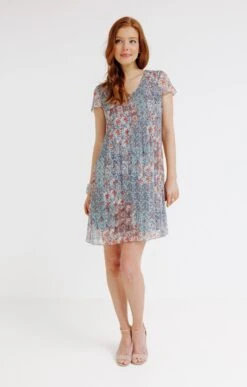 Robe Imprimée Plissée -Élégance Thiery Promos Boutique k robe imprimee plissee affinites KAKI CLAIR o 104