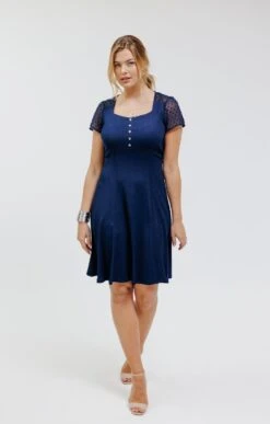 Robe Maille Bi-matière -Élégance Thiery Promos Boutique k robe maille bi matiere affinites MARINE o 2