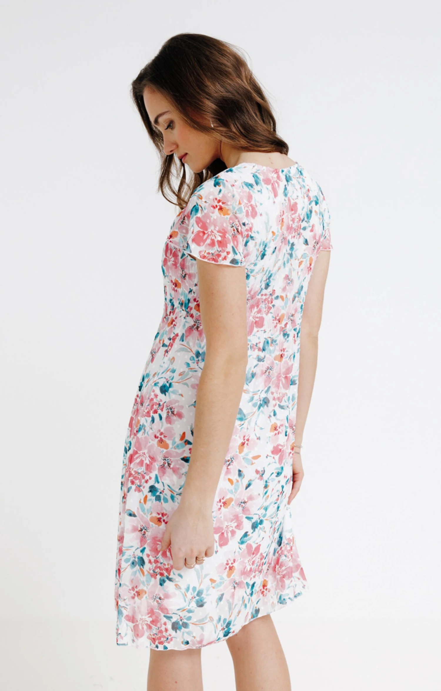 Robe Plissée Imprimée Avec Bijou Col 2 Robe Plissée Imprimée Avec Bijou Col – Image 2