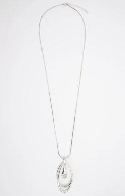 Sautoir Pendentif Argenté 2 Gouttes